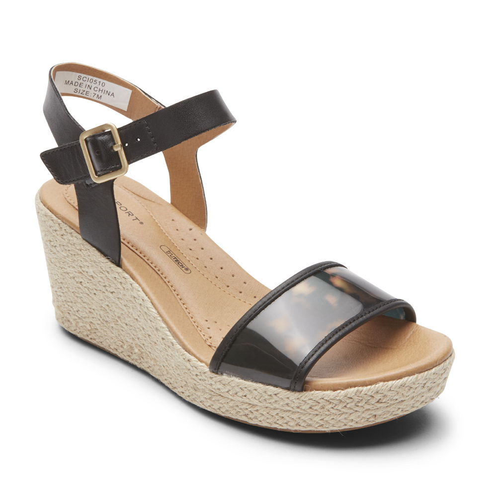 Rockport Womens Sandals Black - Lyla Ankle-Strap - UK 692-STWPMI